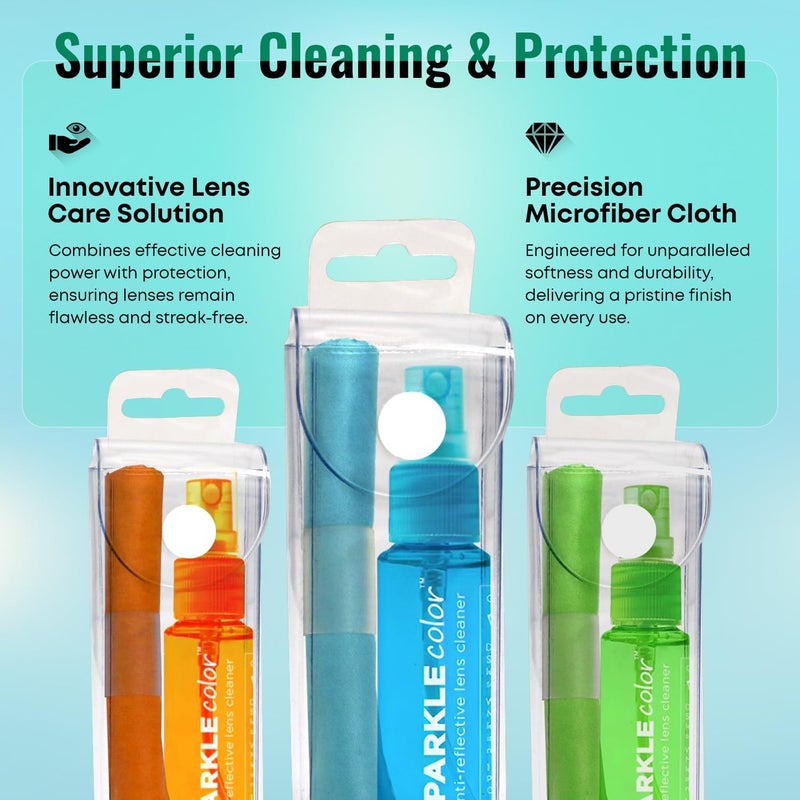 OPTIPAK Vinyl Flip-Top Pouch Eyeglass Lens Cleaner Spray Kit with (4) 1oz Glasses Cleaner Bottle + (4) Microfiber Cloth for Eyeglasses, Sunglasses, Screens and Camera Cleaning Kit (Assorted Colors) - Image 5